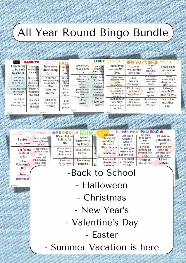 Pacchetto Bingo All Year Round - Gioco in Classe per ESL Giochi - Pacchetto Bingo All Year Round - Gioco in Classe per ESL - Poppy Language Lab - Pagina di copertina