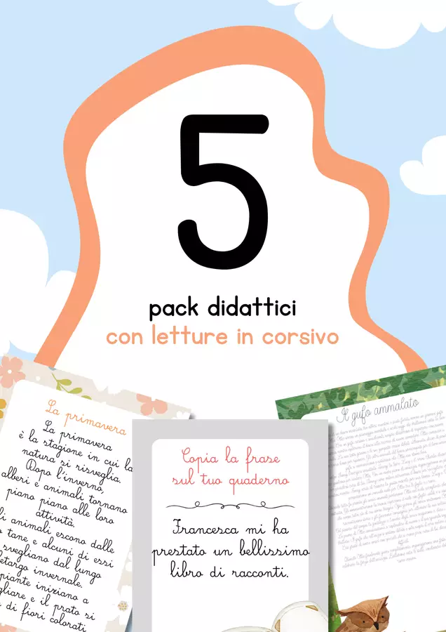 Raccolta di schede e letture in corsivo Esercizi - Raccolta di schede e letture in corsivo - MilleLibriPerBambini - Pagina di copertina