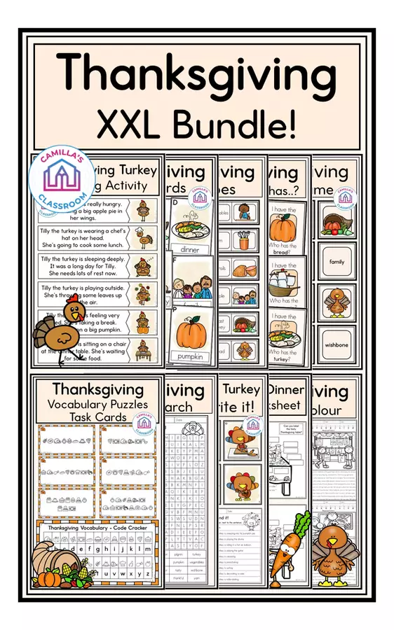 Thanksgiving Bundle Esercizi - Thanksgiving Bundle - Camilla's Classroom - Pagina di copertina