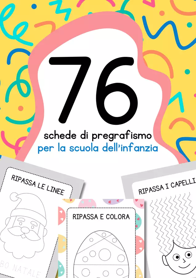 Raccolta di schede di pregrafismo per la scuola dell'infanzia Esercizi - Raccolta di schede di pregrafismo per la scuola dell'infanzia - MilleLibriPerBambini - Pagina di copertina
