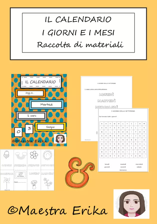 "Il calendario" Raccolta di materiali Esercizi - "Il calendario" Raccolta di materiali - Maestra Erika - Pagina di copertina