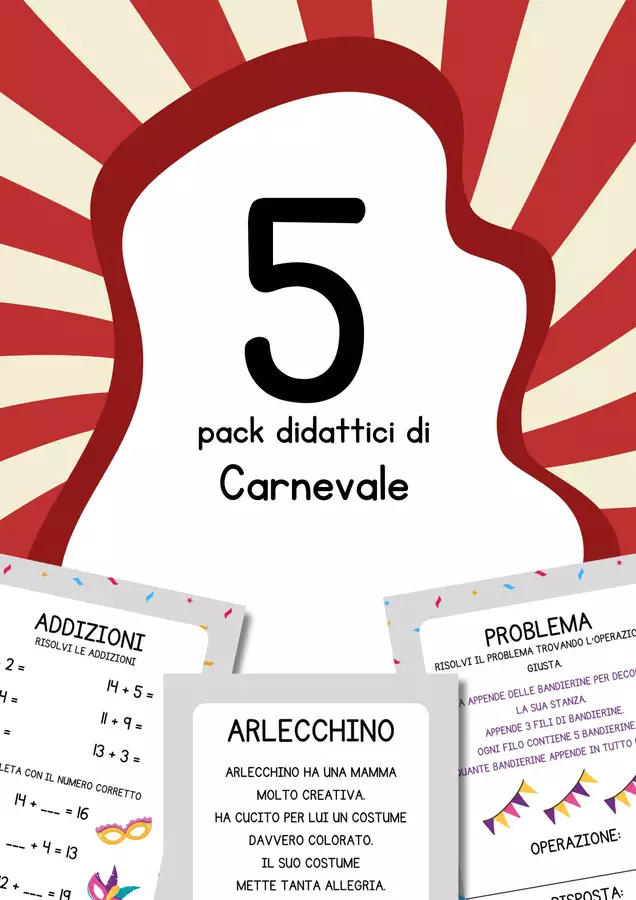 Schede e attività di Carnevale Esercizi - Schede e attività di Carnevale - MilleLibriPerBambini - Pagina di copertina
