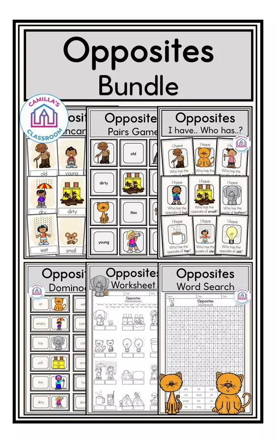 Opposites (Adjectives) - Bundle Esercizi - Opposites (Adjectives) - Bundle - Camilla's Classroom - Pagina di copertina