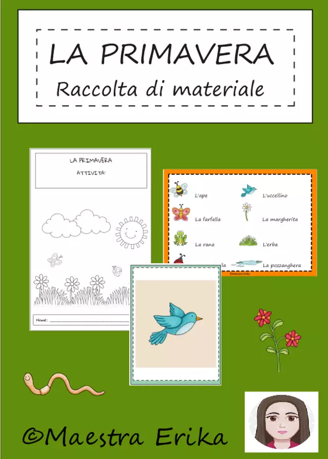 La primavera: raccolta di materiali Esercizi - La primavera: raccolta di materiali - Maestra Erika - Pagina di copertina