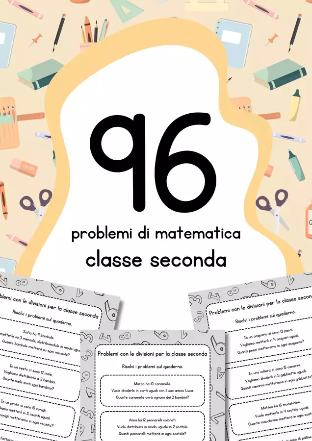 96 problemi di matematica per la classe seconda Esercizi - 96 problemi di matematica per la classe seconda - MilleLibriPerBambini - Pagina di copertina