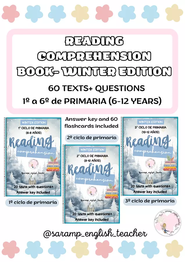 PACCHETTO: LIBRI DI COMPRENSIONE DELLA LETTURA (SCUOLA PRIMARIA 6-12 ANNI) - EDIZIONE INVERNALE Opere didattiche / Libri di testo - PACCHETTO: LIBRI DI COMPRENSIONE DELLA LETTURA (SCUOLA PRIMARIA 6-12 ANNI) - EDIZIONE INVERNALE - saramp_english_teacher - Pagina di copertina