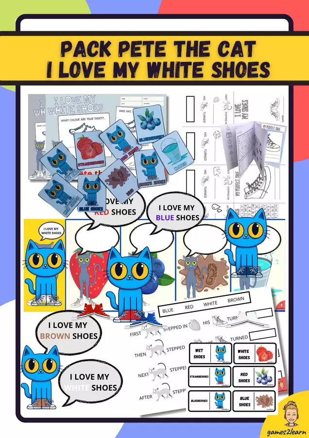 Pack: Pete the Cat I love my shoes Esercizi - Pack: Pete the Cat I love my shoes - games2learn - Pagina di copertina