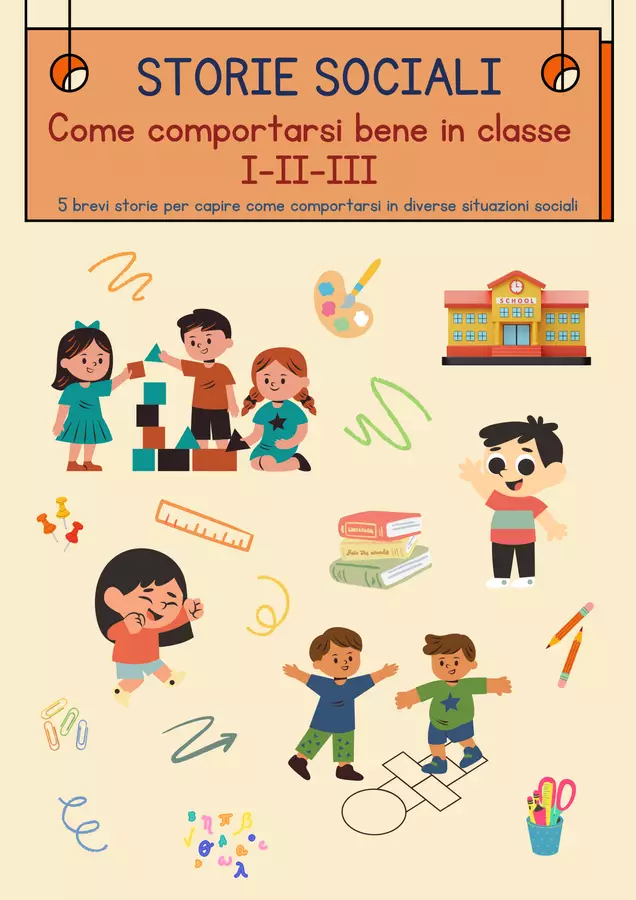 Raccolta - Come comportarsi bene in classe (Vol. I-II-III). 15 storie sociali sulle regole della classe per BES, DSA e autismo. Materiale di supporto/inclusione - Raccolta - Come comportarsi bene in classe (Vol. I-II-III). 15 storie sociali sulle regole della classe per BES, DSA e autismo. - Piccoli Passi | Materiali Educativi - Pagina di copertina