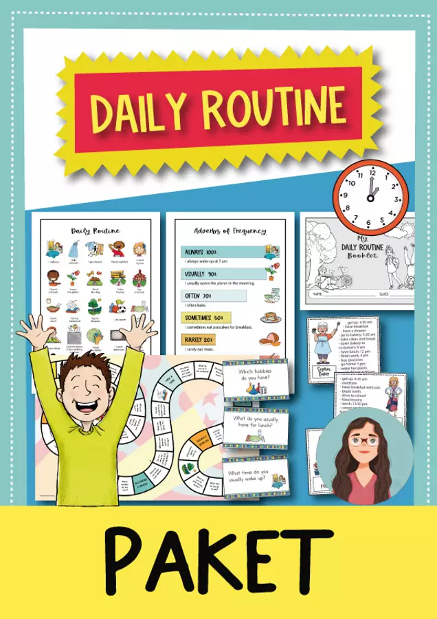 Daily routine & Telling the time growing package (English) / La routine quotidiana e l'indicazione dell'ora pacchetto di crescita (inglese) Esercizi - Daily routine & Telling the time growing package (English) / La routine quotidiana e l'indicazione dell'ora pacchetto di crescita (inglese) - Brighter Day Classroom - Pagina di copertina