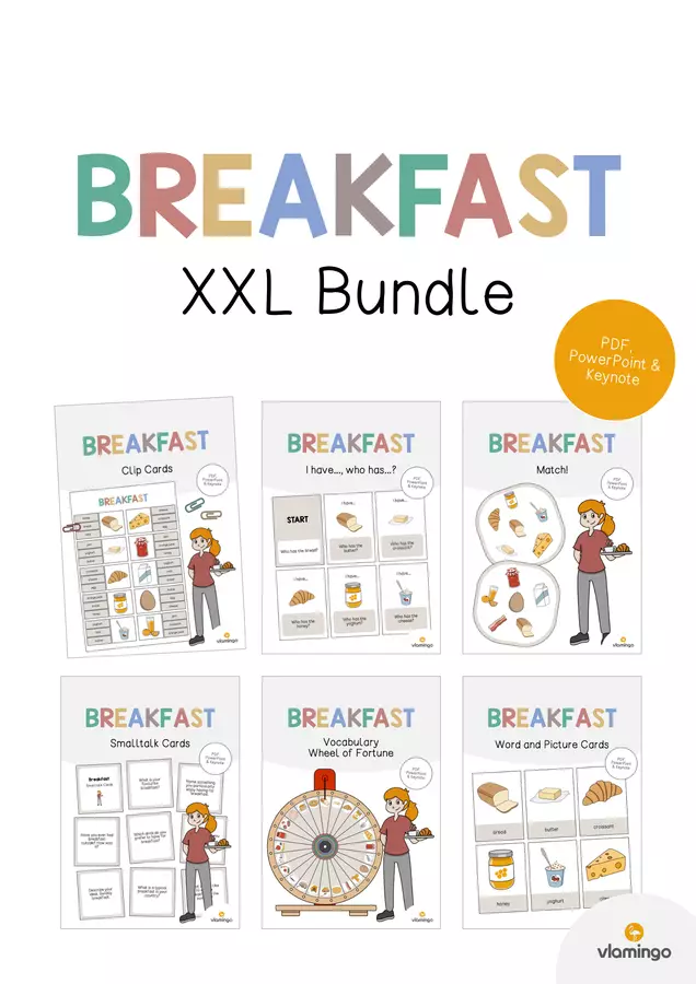 BREAKFAST: Pacchetto XXL di materiali per la lezione di inglese (Colazione) Esercizi - BREAKFAST: Pacchetto XXL di materiali per la lezione di inglese (Colazione) - vlamingo - Pagina di copertina