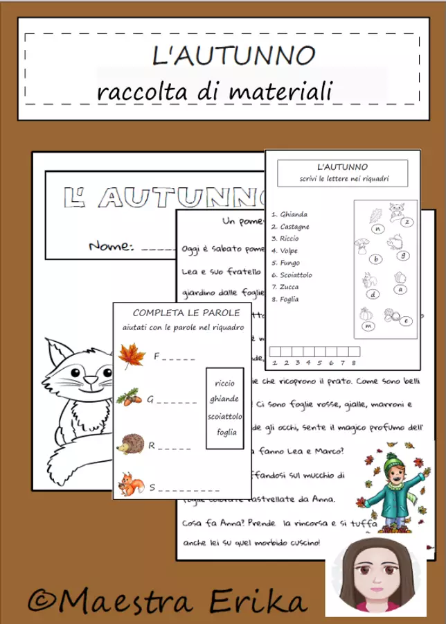"Autunno" raccolta di materiale Esercizi - "Autunno" raccolta di materiale - Maestra Erika - Pagina di copertina