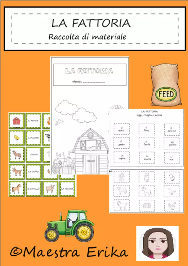 La fattoria" Raccolta di materiali Esercizi - La fattoria" Raccolta di materiali - Maestra Erika - Pagina di copertina