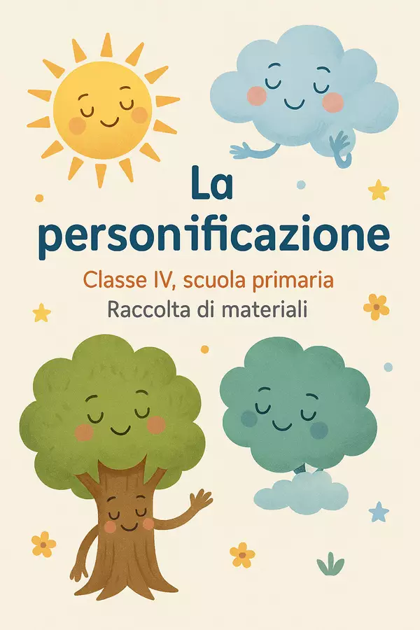 Raccolta di materiali di italiano: La personificazione Esercizi - Raccolta di materiali di italiano: La personificazione - Maestra di Italiano - Pagina di copertina
