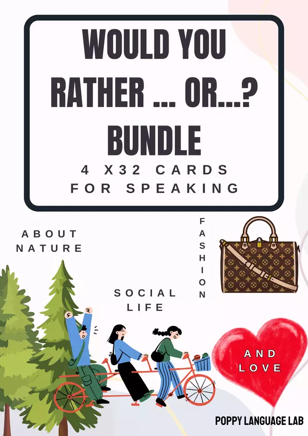 Raccolta di materiali – Would You Rather (4 x 32 carte) Esercizi - Raccolta di materiali – Would You Rather (4 x 32 carte) - Poppy Language Lab - Pagina di copertina