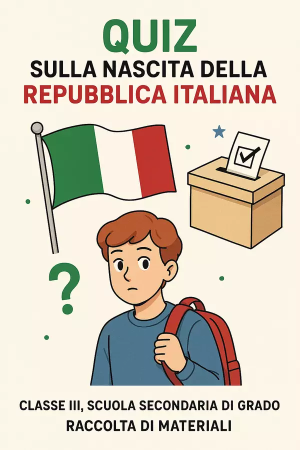 Raccolta di materiali: Quiz sulla nascita della Repubblica italiana Quiz - Raccolta di materiali: Quiz sulla nascita della Repubblica italiana - La Macchina del Sapere - Pagina di copertina