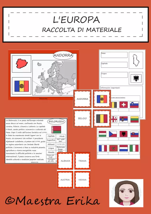 Europa: Raccolta di materiali Esercizi - Europa: Raccolta di materiali - Maestra Erika - Pagina di copertina