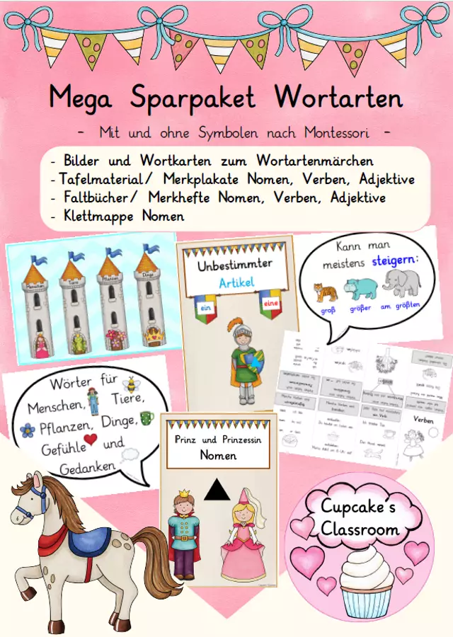 Mega Sparpaket Wortartenmärchen, Nomen, Verben Adjektive, Deutsch, DaZ (Raccolta di materiali: parti del discorso) Esercizi - Mega Sparpaket Wortartenmärchen, Nomen, Verben Adjektive, Deutsch, DaZ (Raccolta di materiali: parti del discorso) - Cupcake's Classroom - Pagina di copertina