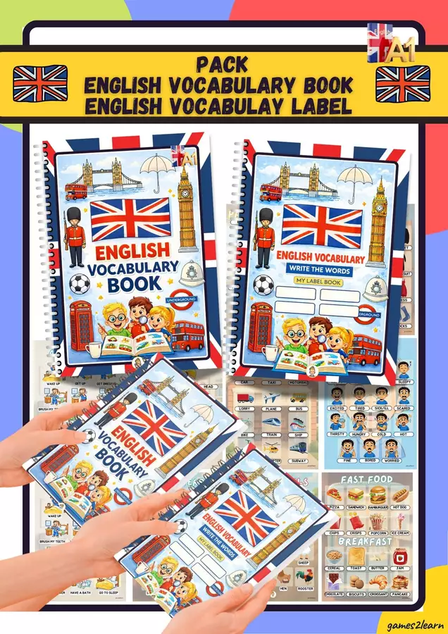 Pack English Vocabulary Book English Vocabulay Label Esercizi - Pack English Vocabulary Book English Vocabulay Label - games2learn - Pagina di copertina