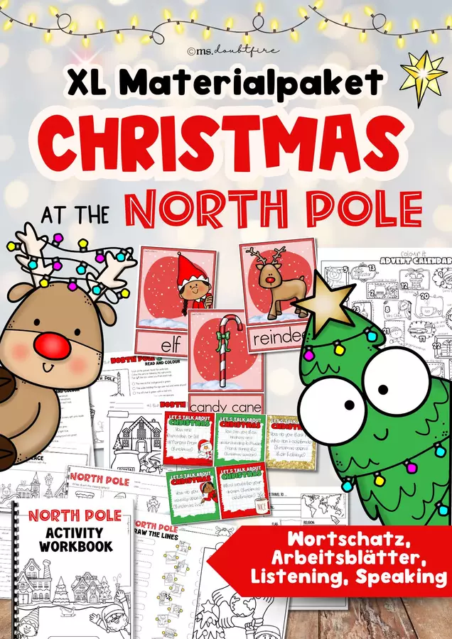 Raccolta di materiali: Natale I Polo Nord (XL Christmas | 19 Materiali | Vocaboli | Lettura | Produzione orale | Ascolto) Esercizi - Raccolta di materiali: Natale I Polo Nord (XL Christmas | 19 Materiali | Vocaboli | Lettura | Produzione orale | Ascolto) - ms.doubtfire - Pagina di copertina