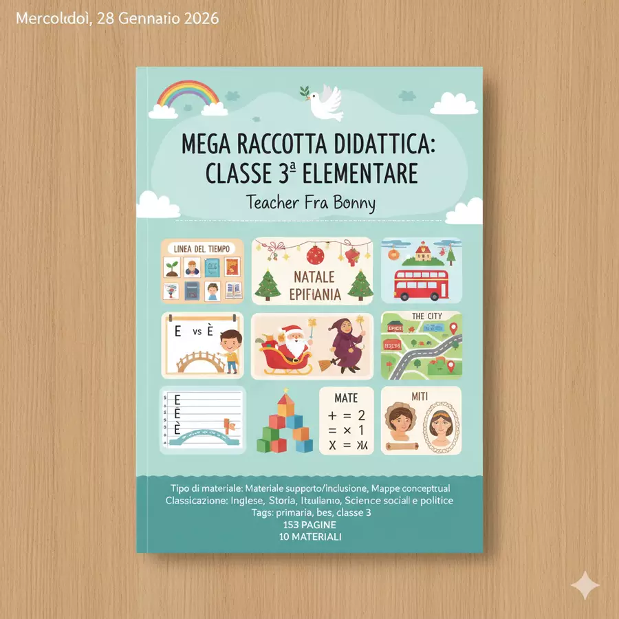Raccolta di materiali CLASSE 3 ELEMENTARE Materiale di supporto/inclusione - Raccolta di materiali CLASSE 3 ELEMENTARE - Teacher Fra Bonny - Pagina di copertina