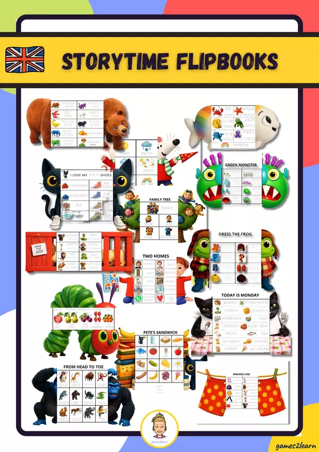 16 Storytime flipbooks Bundle Esercizi - 16 Storytime flipbooks Bundle - games2learn - Pagina di copertina