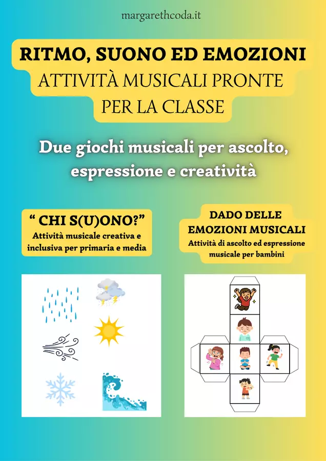 Ritmo, Suono ed Emozioni – Due giochi musicali per ascolto, espressione e creatività Flashcard - Ritmo, Suono ed Emozioni – Due giochi musicali per ascolto, espressione e creatività - Margareth Caroline Coda - Pagina di copertina