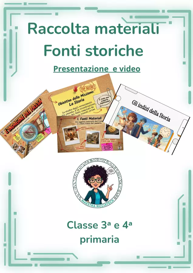 Raccolta di materiali Fonti storiche Esercizi - Raccolta di materiali Fonti storiche - Maestra ricciatech - Pagina di copertina