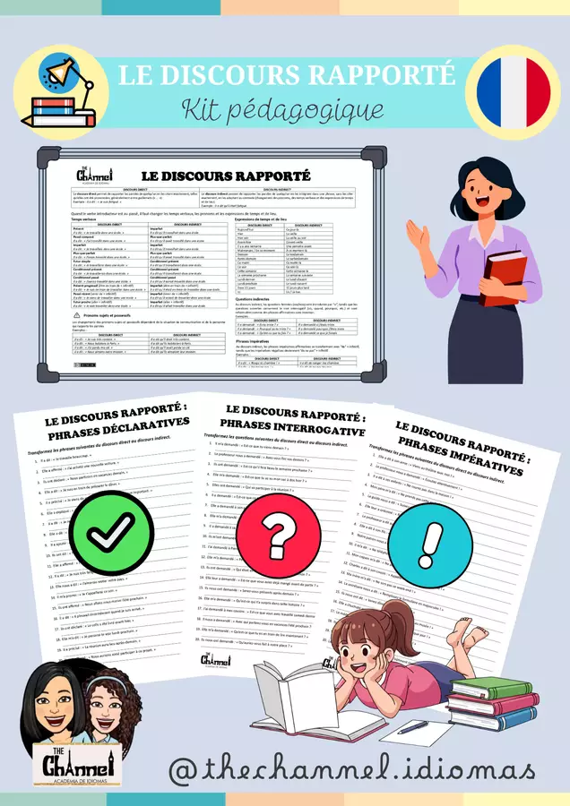 LE DISCOURS RAPPORTÉ – Kit pédagogique Esercizi - LE DISCOURS RAPPORTÉ – Kit pédagogique - The Channel - Academia de idiomas - Pagina di copertina