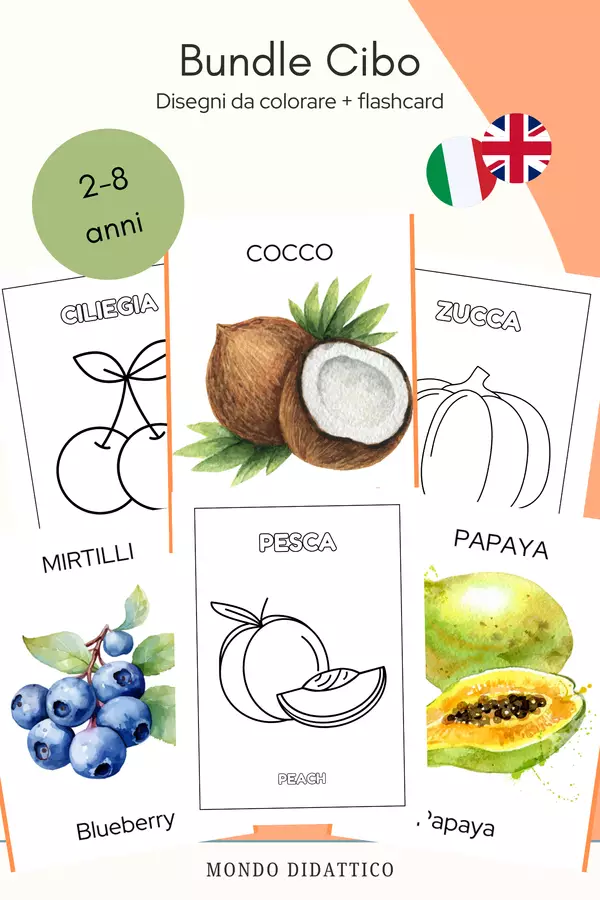 BUNDLE Educazione Alimentare: Kit Frutta e Verdura (Disegni + Flashcard) Flashcard - BUNDLE Educazione Alimentare: Kit Frutta e Verdura (Disegni + Flashcard) - Mondo Didattico - Pagina di copertina