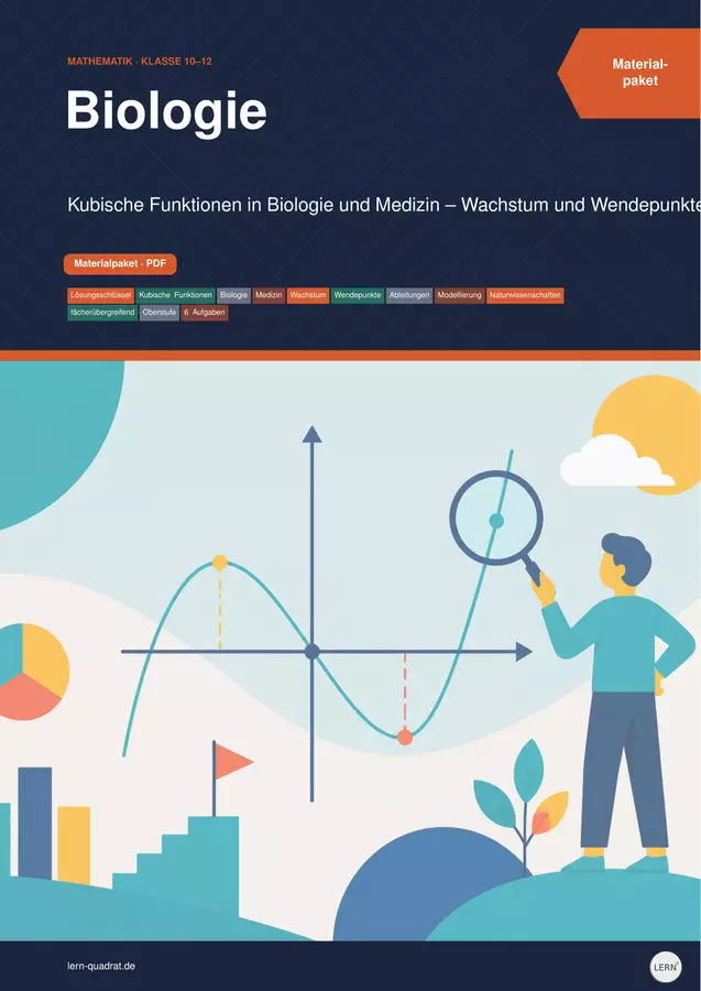 Kubische Funktionen in Biologie und Medizin – Wachstum, Prozesse und Wendepunkte verstehen Arbeitsblätter - Kubische Funktionen in Biologie und Medizin – Wachstum, Prozesse und Wendepunkte verstehen - Lern-Quadrat - Deckblatt