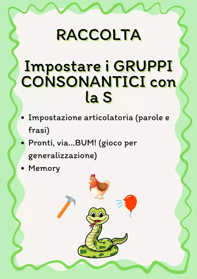 Kit completo GRUPPI CONSONANTICI (s+cons) Flashcard - Kit completo GRUPPI CONSONANTICI (s+cons) - Logopedista Annalisa Mancini - Pagina di copertina