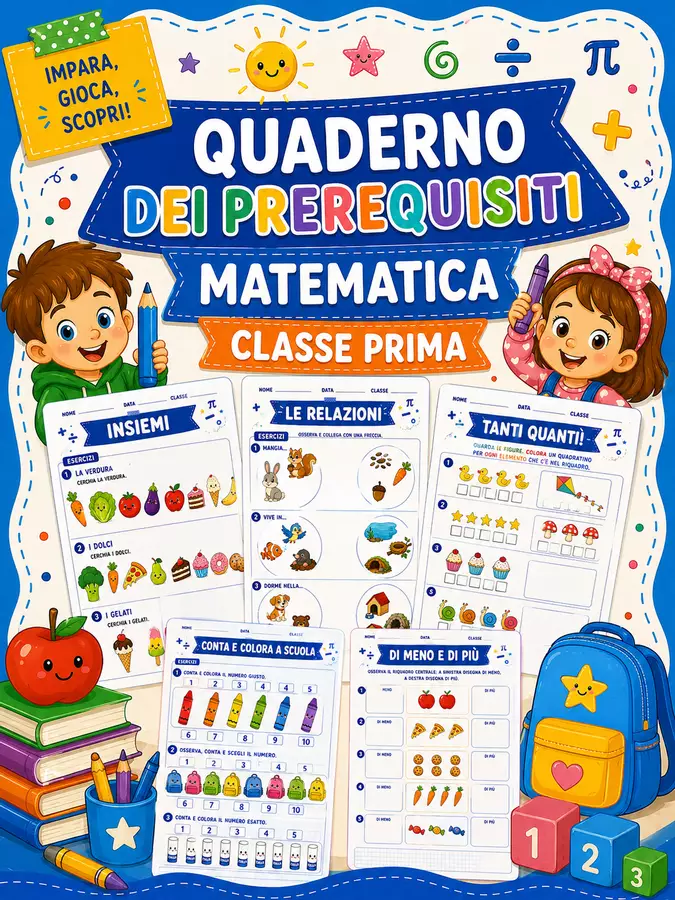 Quaderno dei prerequisiti - Matematica classe prima Esercizi - Quaderno dei prerequisiti - Matematica classe prima - STEM nello zaino - Pagina di copertina