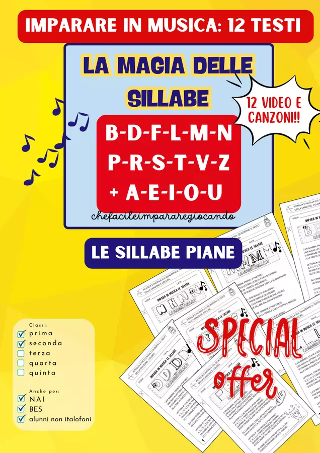 LE SILLABE – 12 CANZONI – TESTI – VIDEO – LA MAGIA DELLE SILLABE Materiale di supporto/inclusione - LE SILLABE – 12 CANZONI – TESTI – VIDEO – LA MAGIA DELLE SILLABE - chefacileimpararegiocando - Pagina di copertina