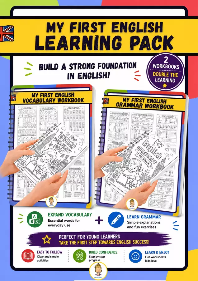 My First English Learning Pack (Vocabulary + Grammar Workbook Bundle) Esercizi - My First English Learning Pack (Vocabulary + Grammar Workbook Bundle) - games2learn - Pagina di copertina