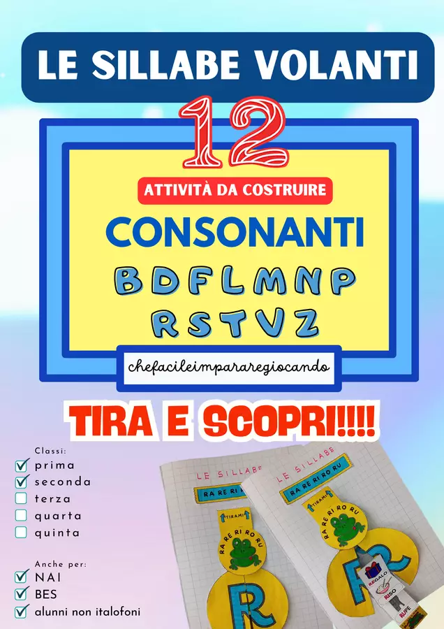LE SILLABE VOLANTI – SILLABE PIANE – 12 LIBRETTI A FISARMONICA Esercizi - LE SILLABE VOLANTI – SILLABE PIANE – 12 LIBRETTI A FISARMONICA - chefacileimpararegiocando - Pagina di copertina