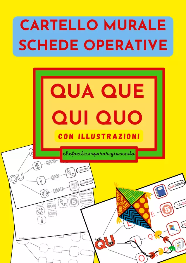 IL SUONO QU - CARTELLO MURALE E SCHEDE OPERATIVE Esercizi - IL SUONO QU - CARTELLO MURALE E SCHEDE OPERATIVE - chefacileimpararegiocando - Pagina di copertina