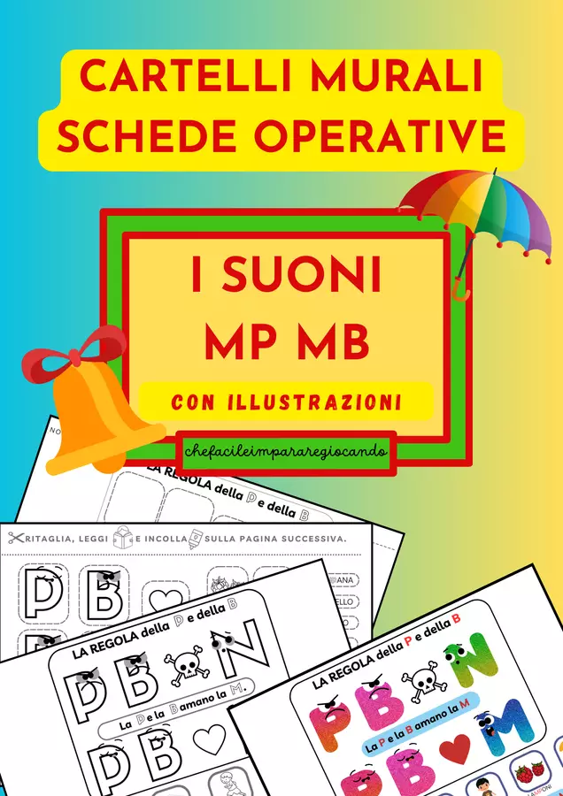 PAROLE CON MP E MB - CARTELLO MURALE E SCHEDE OPERATIVE Esercizi - PAROLE CON MP E MB - CARTELLO MURALE E SCHEDE OPERATIVE - chefacileimpararegiocando - Pagina di copertina