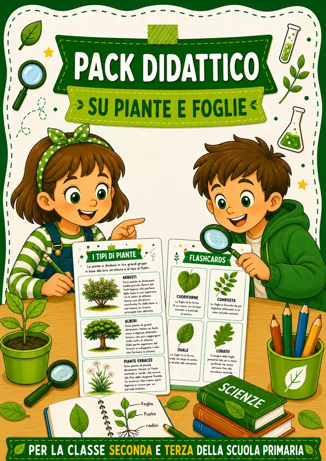 Pack didattico su piante e foglie Esercizi - Pack didattico su piante e foglie - STEM nello zaino - Pagina di copertina