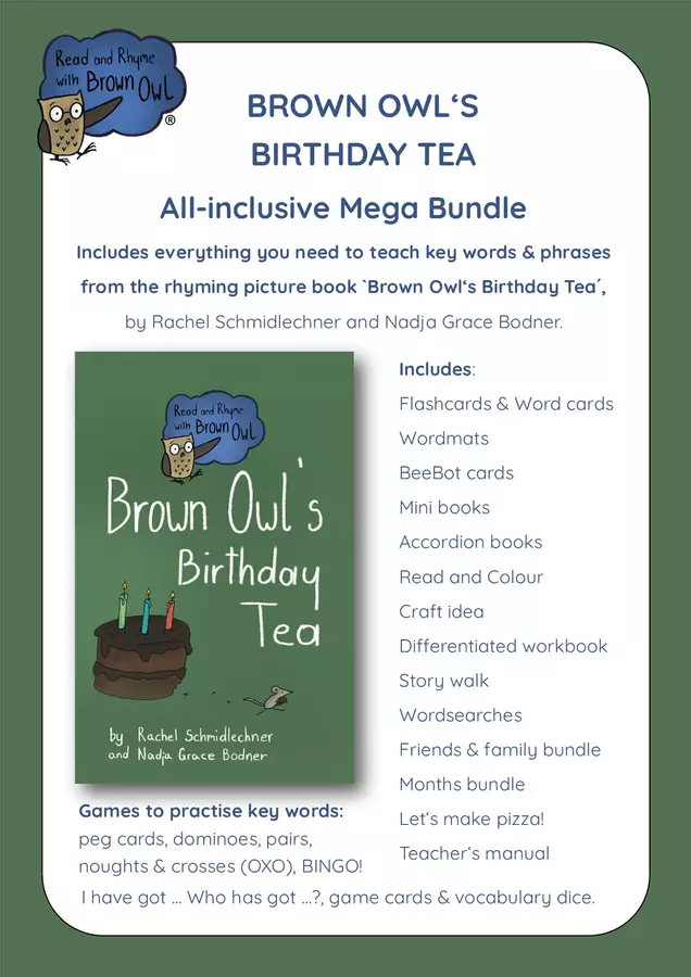 Brown Owl's Birthday Tea - MEGA BUNDLE Esercizi - Brown Owl's Birthday Tea - MEGA BUNDLE - Read and Rhyme with Brown Owl - Pagina di copertina
