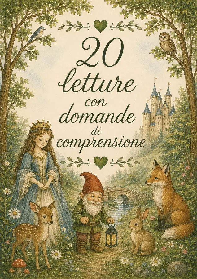 20 letture con domande di comprensione in corsivo Esercizi - 20 letture con domande di comprensione in corsivo - Leggo e Comprendo - Pagina di copertina