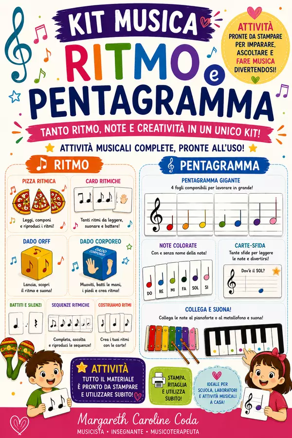 KIT MUSICA - Ritmo e Pentagramma Esercizi - KIT MUSICA - Ritmo e Pentagramma - Margareth Caroline Coda - Pagina di copertina