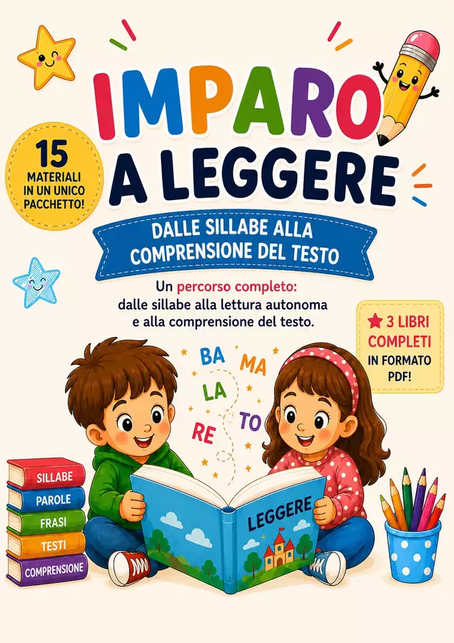 Imparo a Leggere- Percorso Completo 12 materiali + 3 Libri in PDF Esercizi - Imparo a Leggere- Percorso Completo 12 materiali + 3 Libri in PDF - SostegnO 2.0 - Pagina di copertina