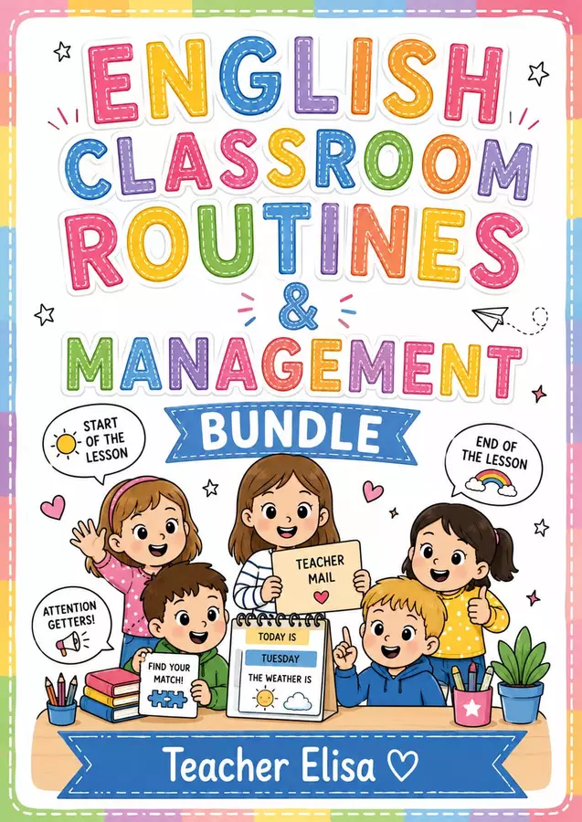 English Classroom Routines & Management Bundle Flashcard - English Classroom Routines & Management Bundle - Teacher Elisa Lab - Pagina di copertina