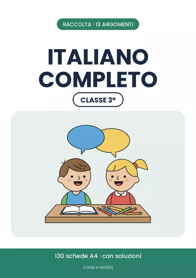 📚 Italiano classe terza: il programma con 130 schede Esercizi - 📚 Italiano classe terza: il programma con 130 schede - Carta e Matita - Pagina di copertina