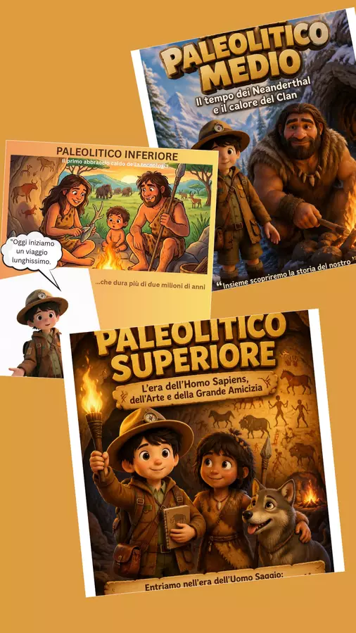 IL GRANDE VIAGGIO NEL PALEOLITICO: Pacchetto Completo (Inferiore, Medio, Superiore) + Video Narrativi Esercizi - IL GRANDE VIAGGIO NEL PALEOLITICO: Pacchetto Completo (Inferiore, Medio, Superiore) + Video Narrativi - Piccole Magiche Storie - Pagina di copertina