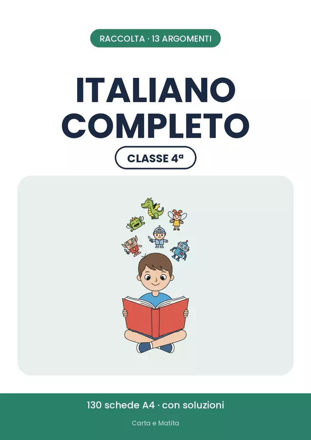 📚 Italiano classe quarta: il programma con 130 schede Esercizi - 📚 Italiano classe quarta: il programma con 130 schede - Carta e Matita - Pagina di copertina
