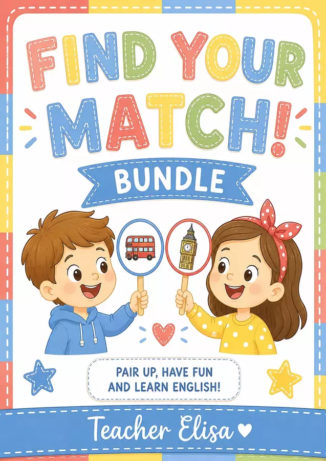 Find Your Match! - Bundle cl. 1-5 - Attività per creare coppie Flashcard - Find Your Match! - Bundle cl. 1-5 - Attività per creare coppie - Teacher Elisa Lab - Pagina di copertina