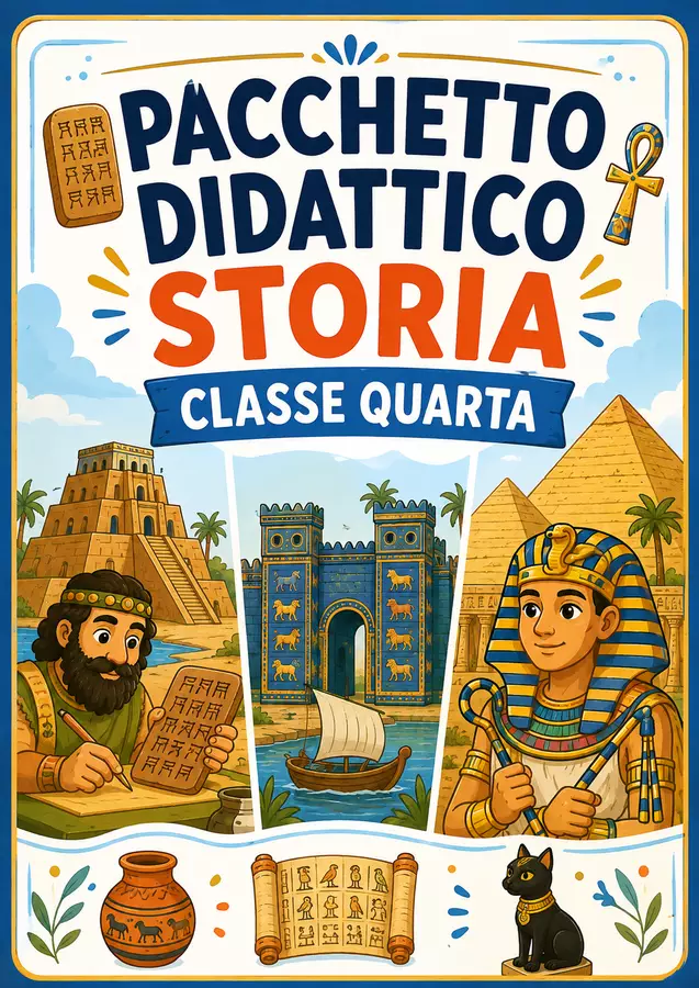 Storia classe quarta - Pacchetto didattico completo Esercizi - Storia classe quarta - Pacchetto didattico completo - MilleLibriPerBambini - Pagina di copertina