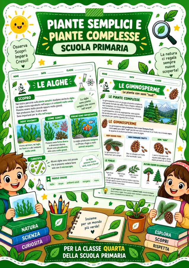 Piante semplici e piante complesse suola primaria Esercizi - Piante semplici e piante complesse suola primaria - STEM nello zaino - Pagina di copertina