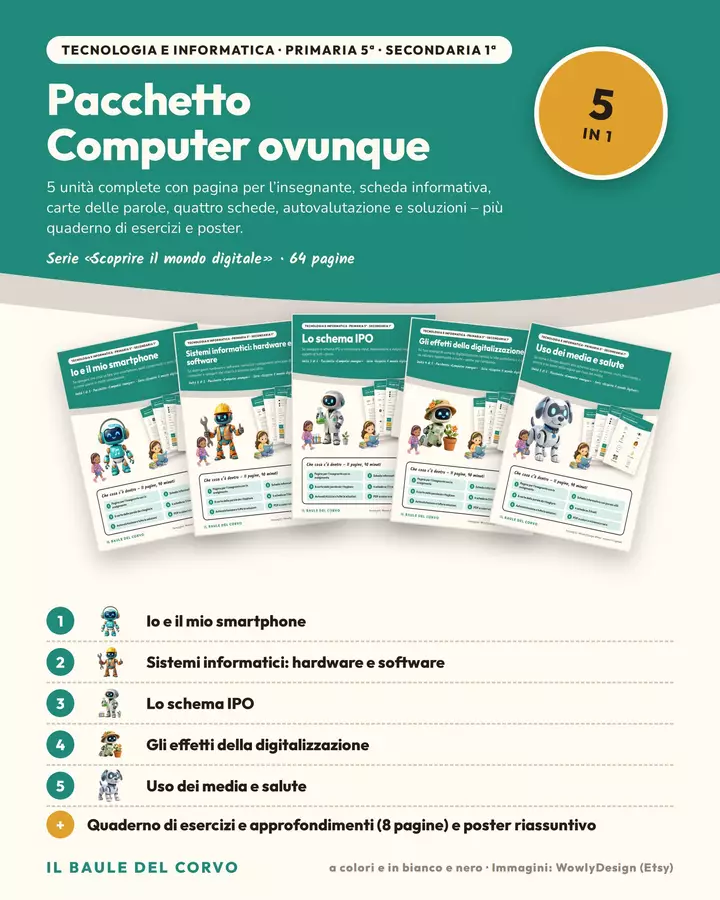 Pacchetto: Computer ovunque (5 unità + quaderno, informatica) Esercizi - Pacchetto: Computer ovunque (5 unità + quaderno, informatica) - Il Baule del Corvo - Pagina di copertina